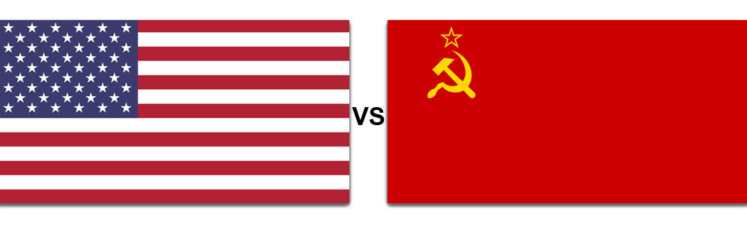 American and Soviet Union flags